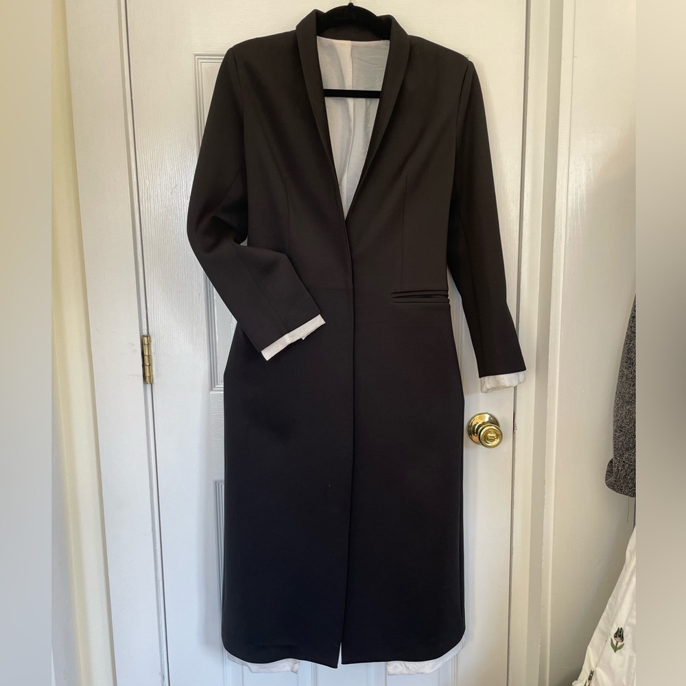 One of a kind, custom made white silk lined blazer trench - Picture 11 of 15